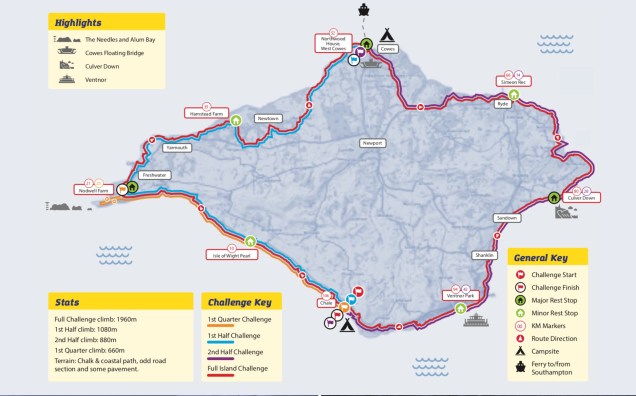 Map of the Isle of Wight Challenge